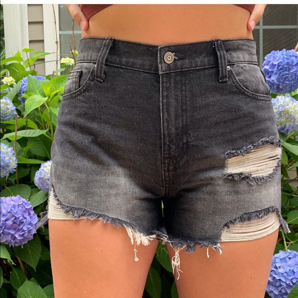 Black denim ripped jean shorts NWOT
